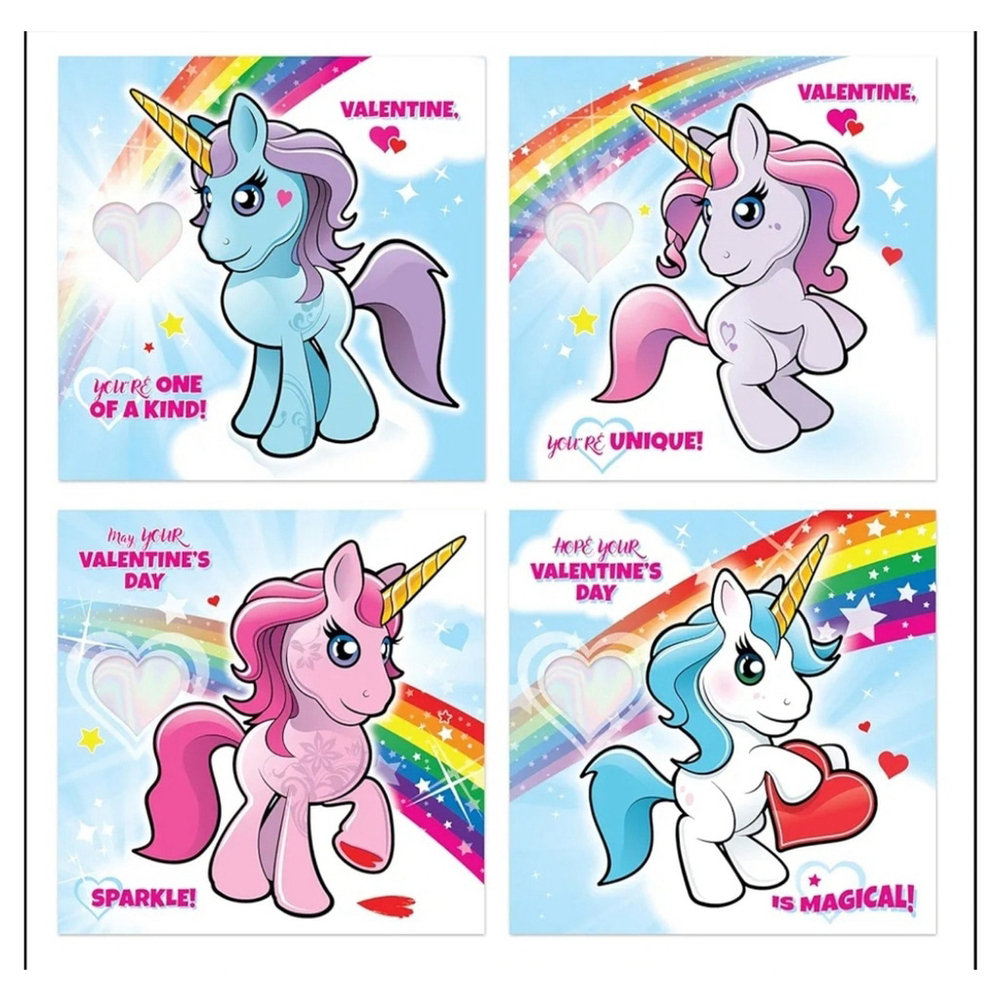 28pk Rainbow Unicorn Valentine's Day Cards with Envelopes - Picture 5 of 7